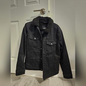 Hollister black sherpa denim jacket